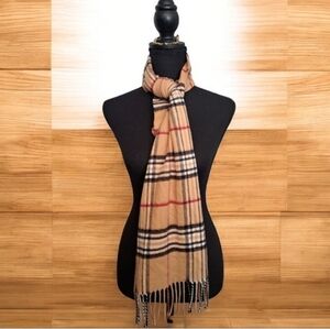 Cashmink Made In Germany Check Fringe Scarf